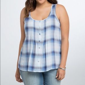 TORRID Plaid Challis Tulip Back Tank Top Size 1